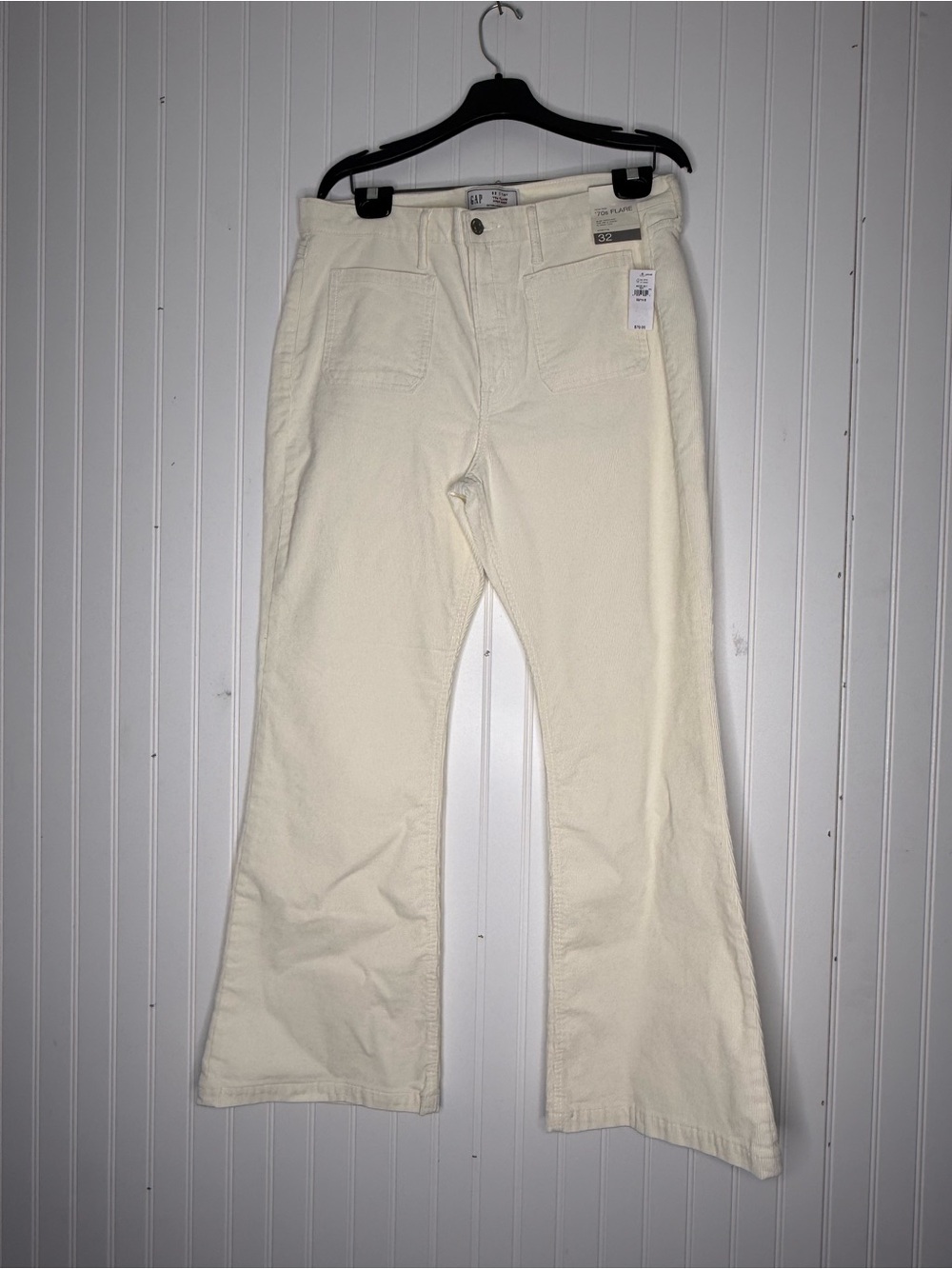 NWT Gap High Rise 70’s Flare Corduroy Pants Size 32 in Ivory Frost